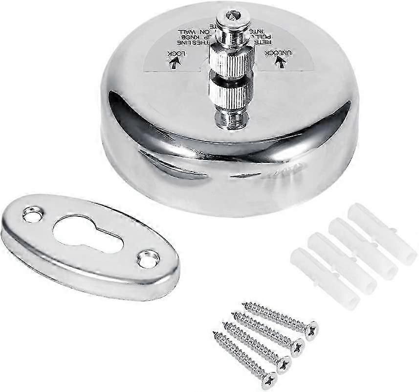 חבל כביסה נשלף, חבל כביסה יחיד לכביסה חיצונית, מייבש, פלדת אל-חלד, אורך חוט 2.8 מ'/110 אינץ', חזק לאחיזה 22 פאונד