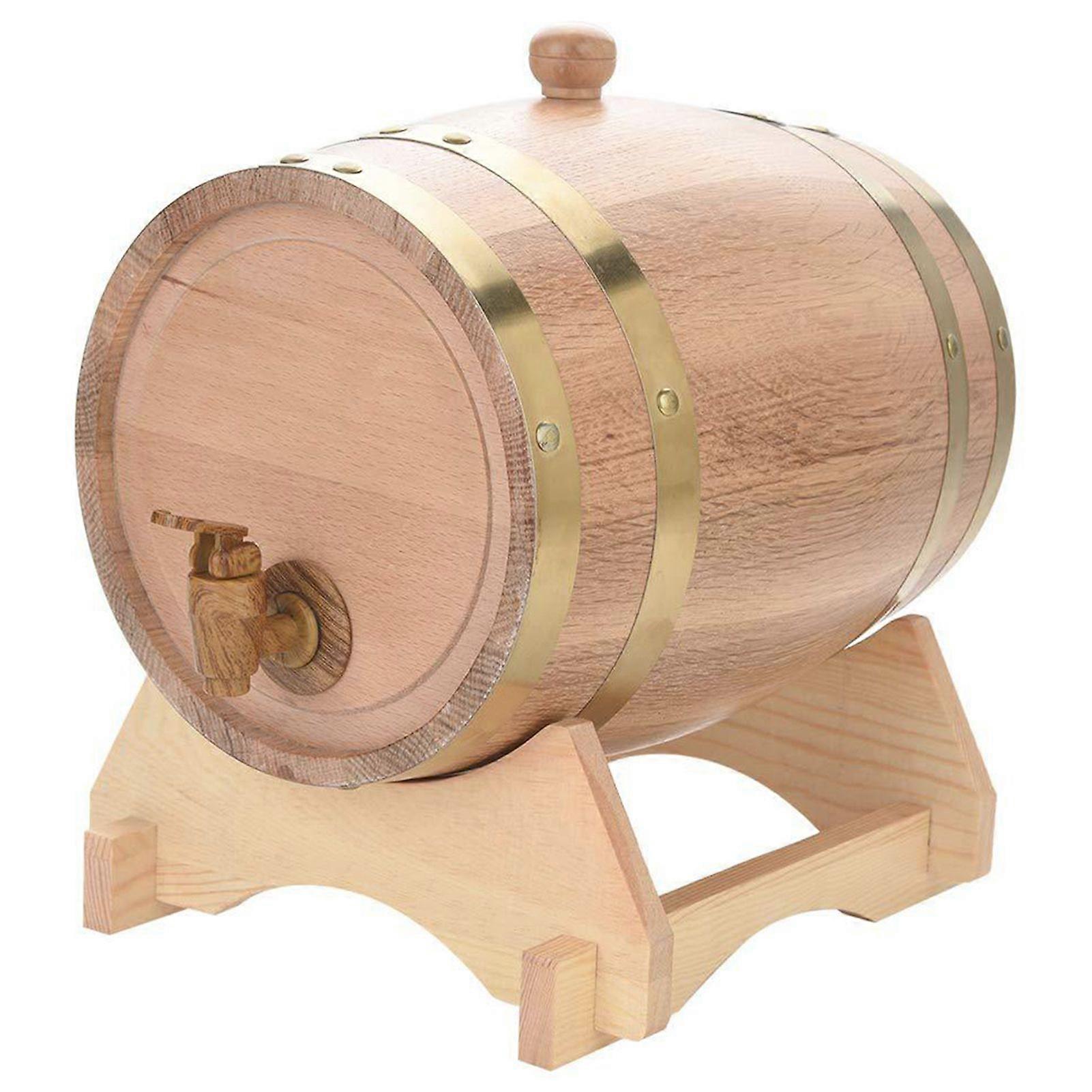 3 Litres Vintage Oaks Wood Wine Barrel Whiskey Bourbons Tequila Dispenser with Wood Stand for Home Bar Decor