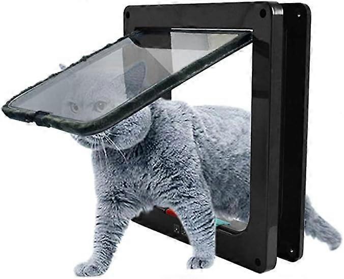 Cat Flap, Cat Flap for Cats, Dogs or Small Animals Controllable Lockable Easy to Install (L, Black) |JUNJUN
