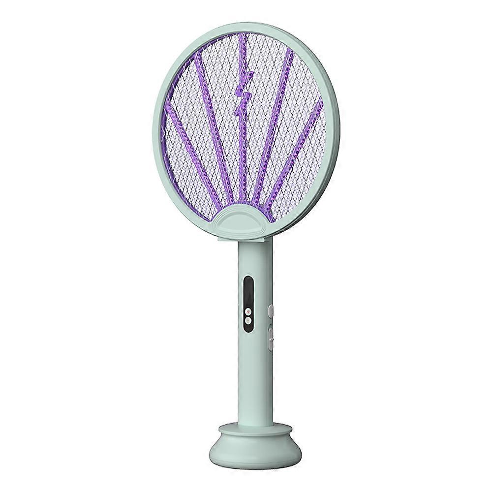 2-in-1 Foldable Electric Fly Swatter Racket with USB Rechargeable Base & 5-layer Safety Mesh for Home, RV, Europe