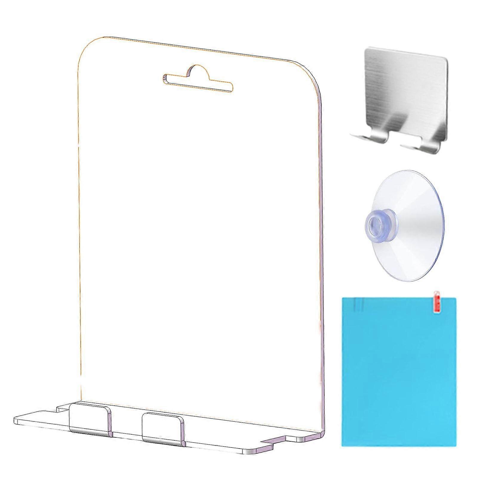 1 Set Anti-Fog Mirror with Shelf Clear Easy to Clean Shaving Makeup Cleansing Acrylic Mirror Bathroom Accessories