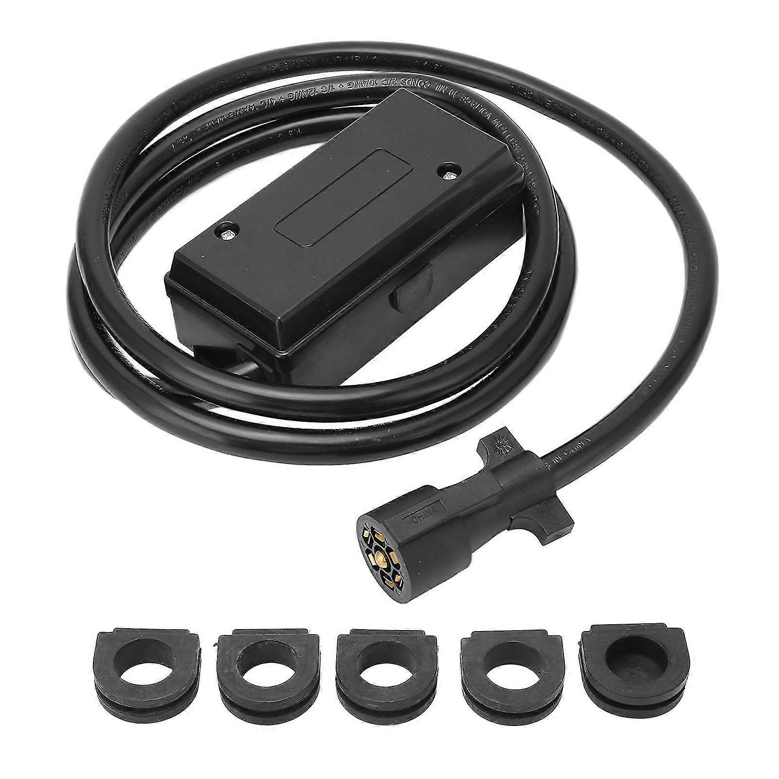 8 Feet 7 Way Trailer Cord with Junction Box - US Standard Trailer Wiring Harness Connector