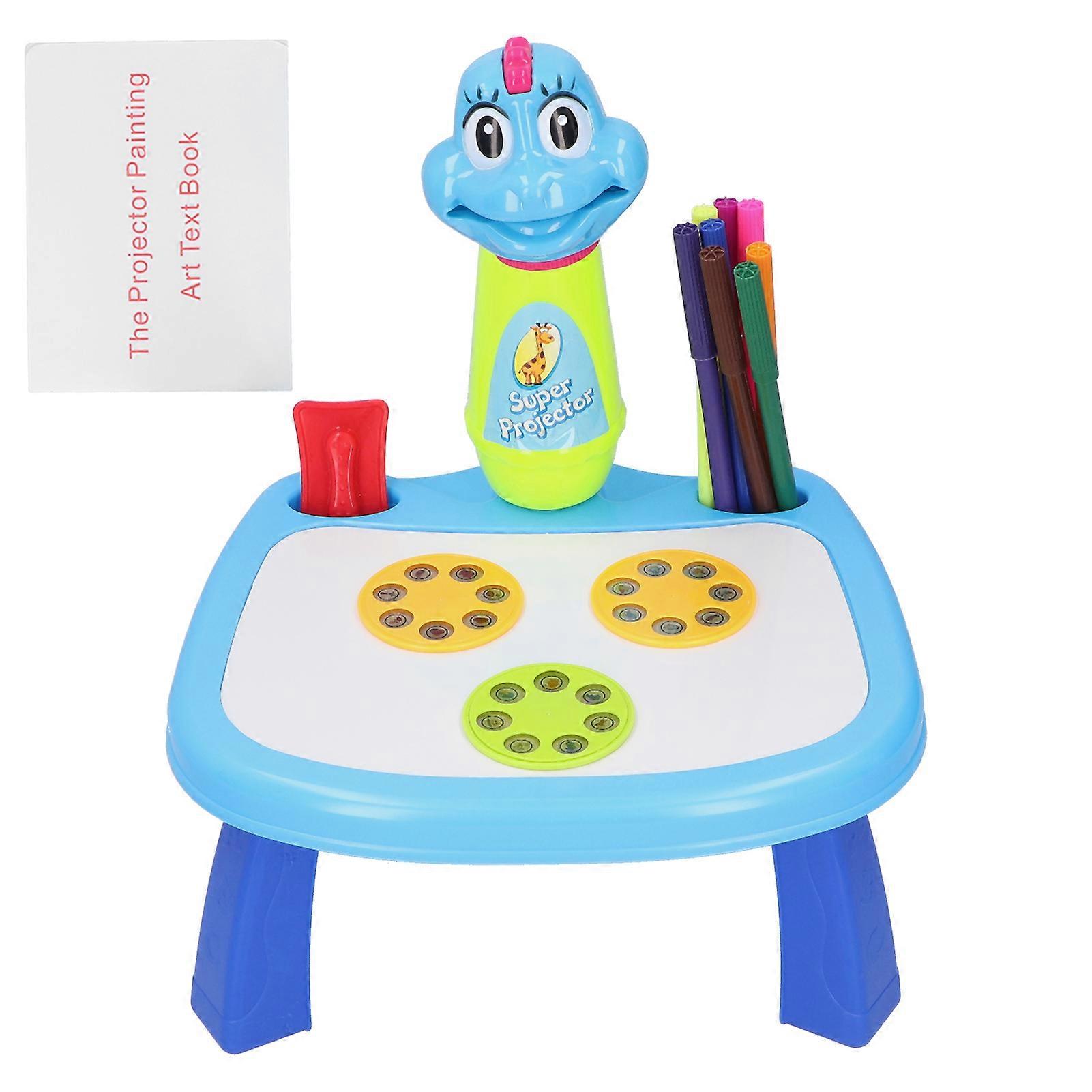 Multi Functional Children Drawing Table LED Projector Painting Board Educational Toy(Blue )