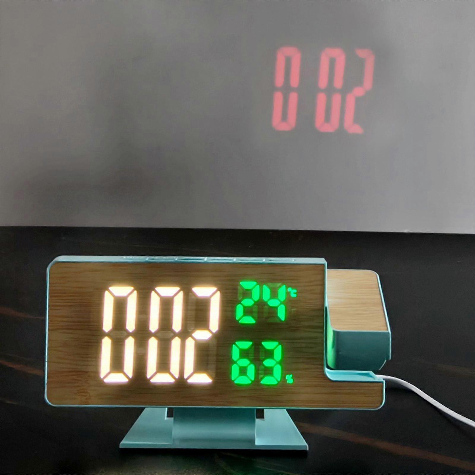 Multipurpose LED Desk Alarm Clock with Clear Projection Humidity and Temperature Display for Students And Professional White