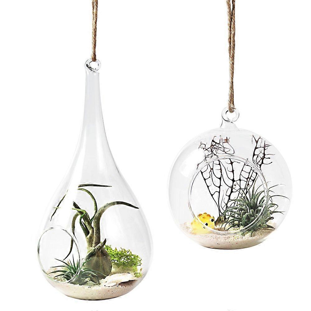 Glass hanging flower pot 2-pack