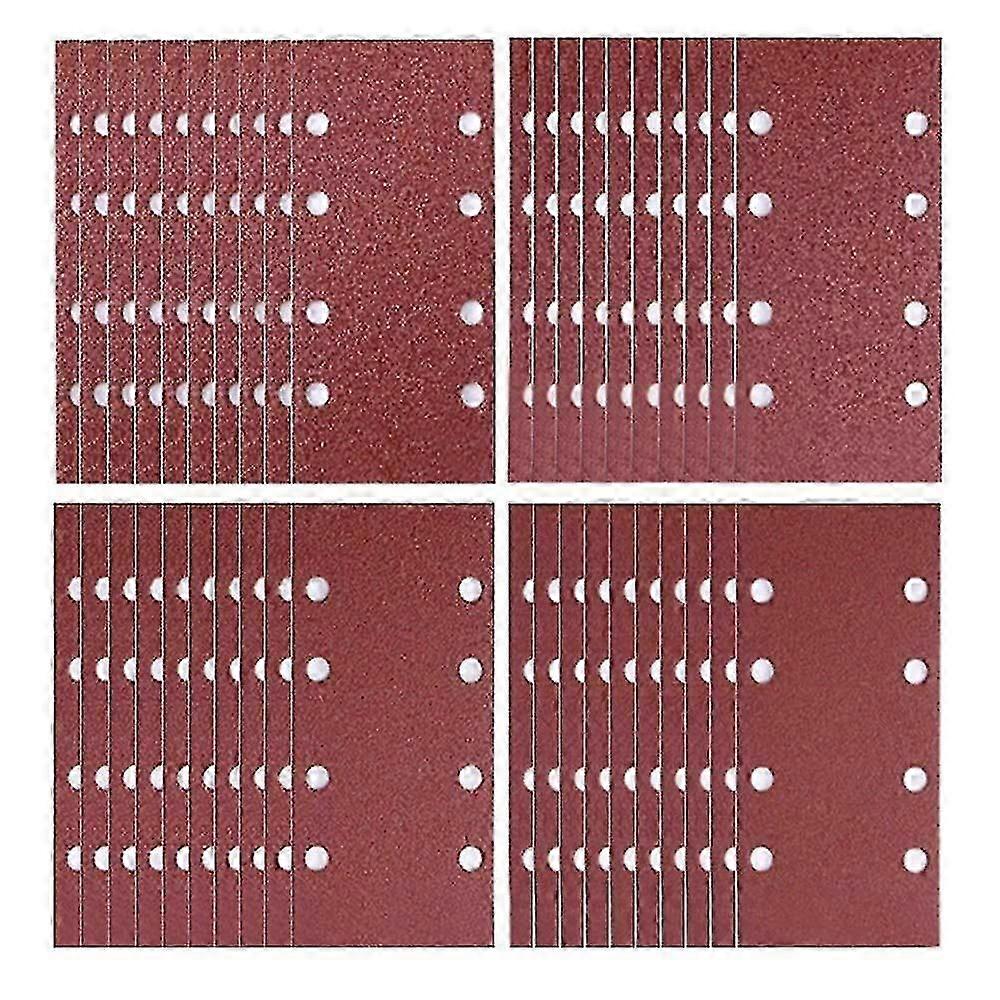 unique Pack Of 40 Sanding Sheets 93 X 185 Mm With 8 Holes For Eccentric Sander Grit 40/60/80/120
