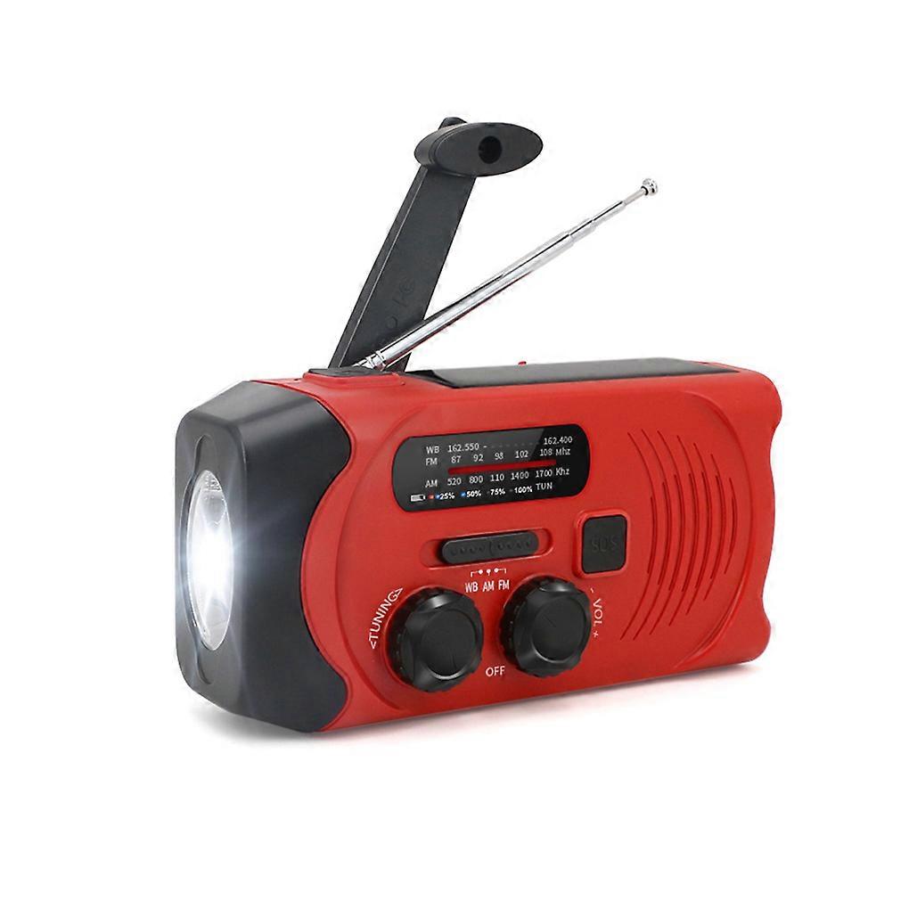 紧急多功能手持收音机手机充电器移动电源太阳能曲柄发电机无线电供电便携式户外 LED 手电筒