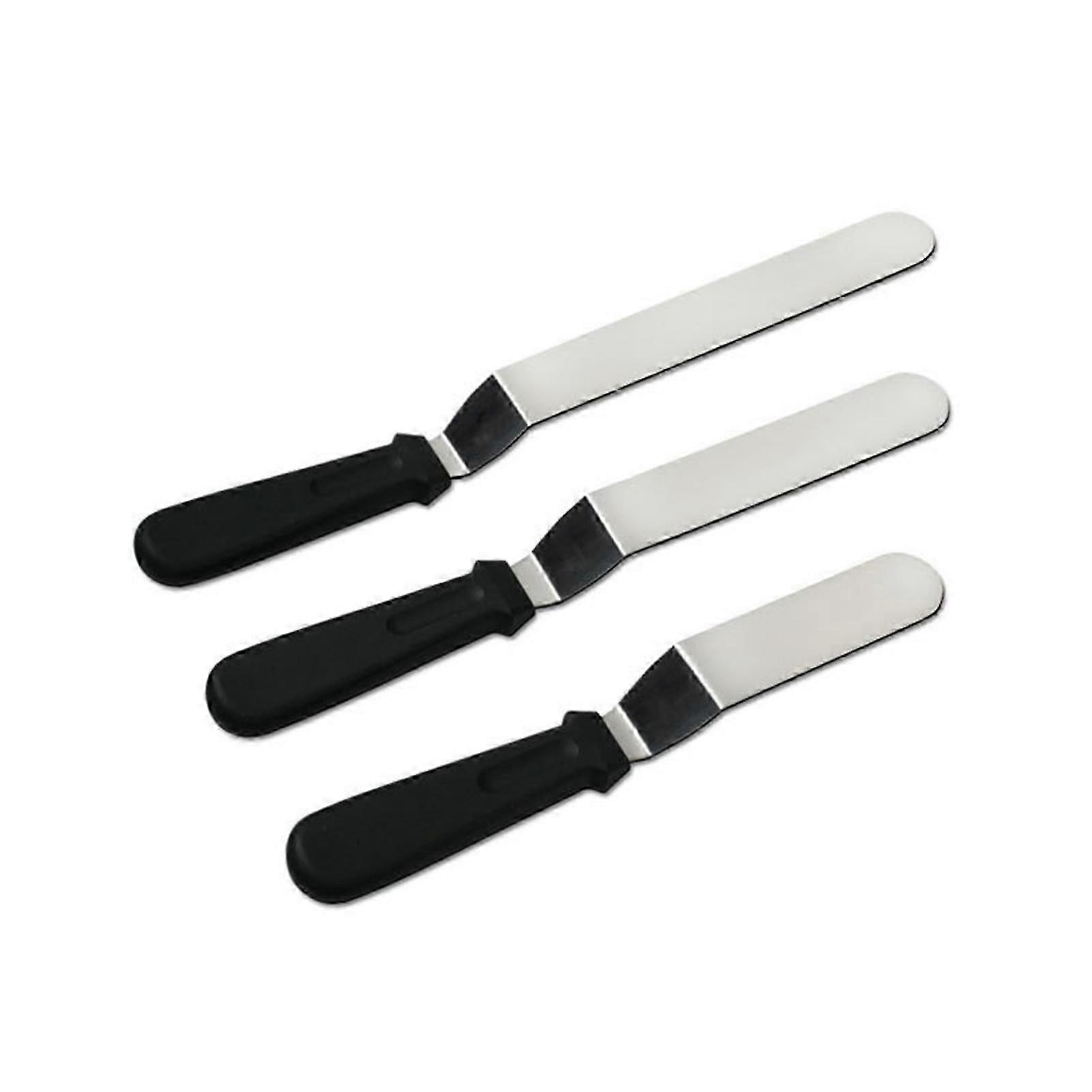 3Pcs Icing Spatula Set Stainless-Steel Offset Spatula Angled Cake Spatulas with Ergonomic Handle Easy to Clean Cake