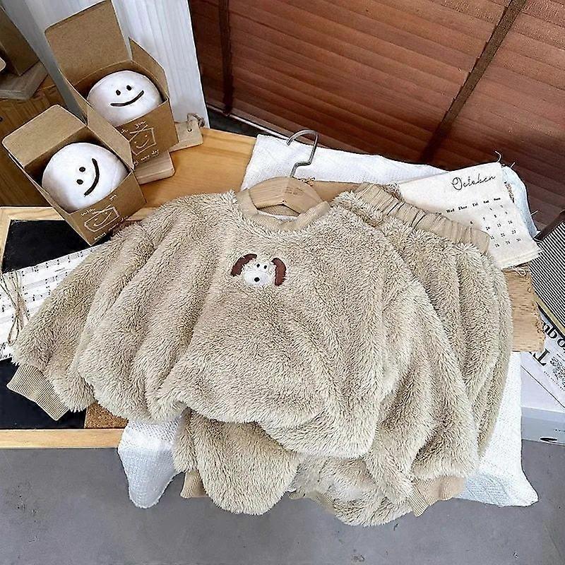 طفل فتى الكرتون الفانيلا الصوف بيجامات مجموعة دافئ الرضع طفل صغير الشتاء ملابس نوم طفل بدلة منزلية ملابس الأطفال