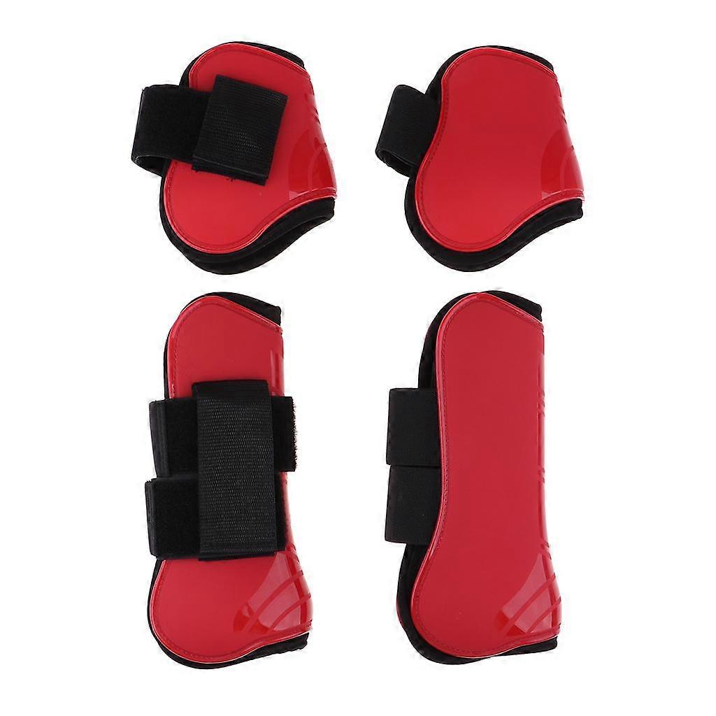 4pcs / set Cheval Tendon Boulet Bottes Saut Cheval Avant Hind Jambe Protection Rouge