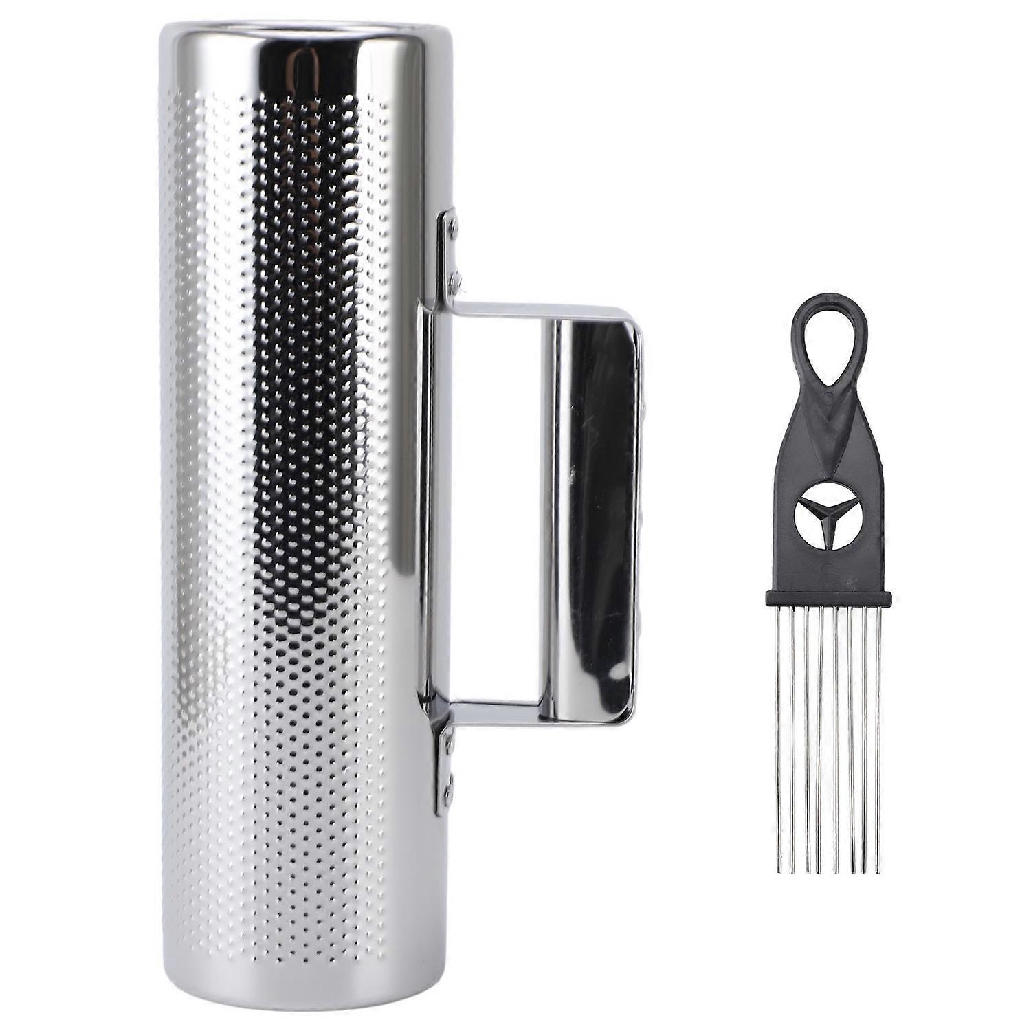Metal Guiro Shaker with Scraper Stainless Steel Handheld Guiro Percussion Musical Instrument for Jaz