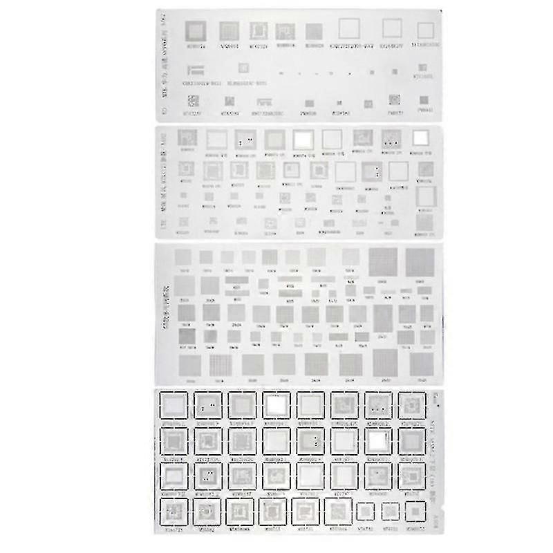 4pcs Universal Bga Stencil Compatible avec Mtk Msm Cpu Ram Pm Ic Reball Pin Direct Heat Template