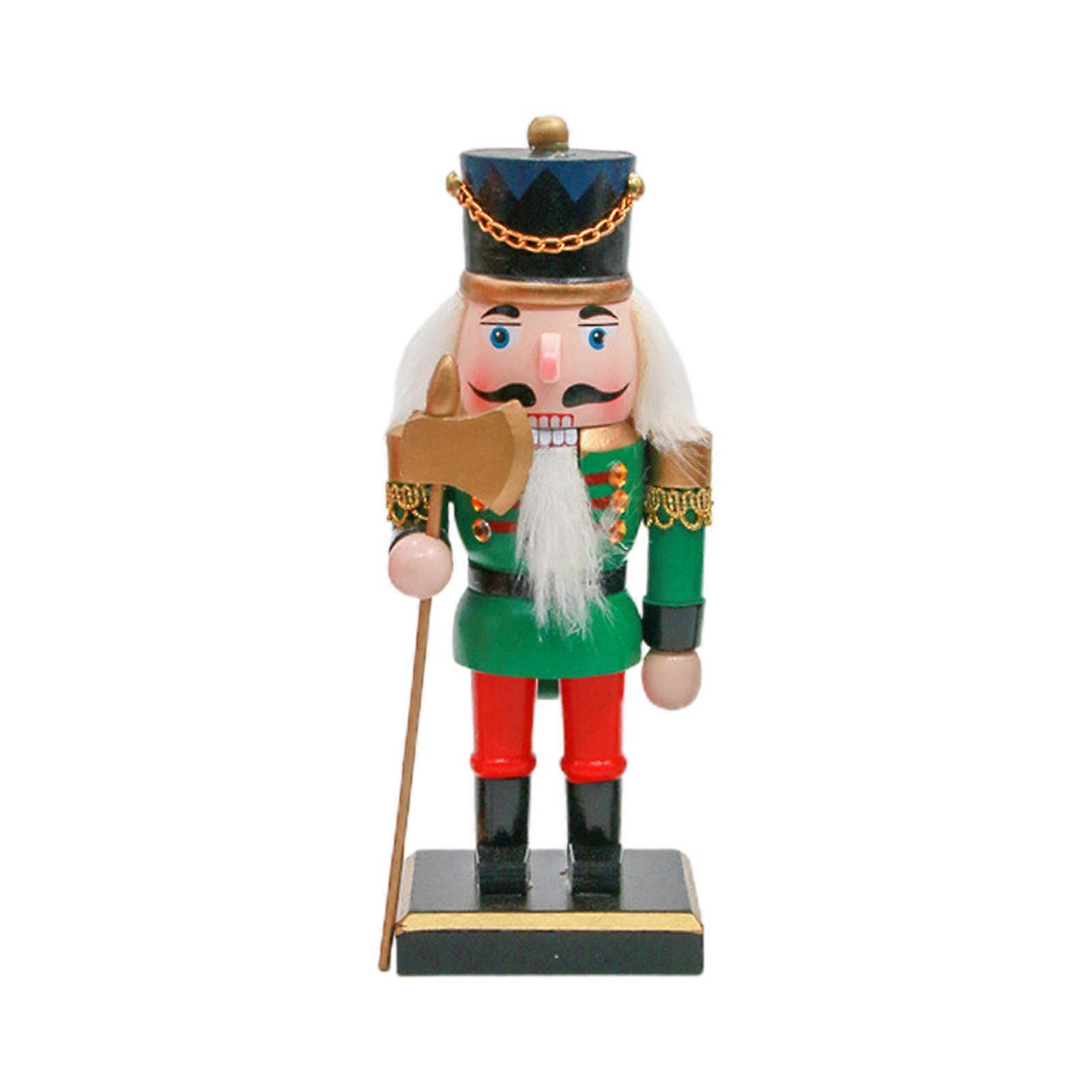 8 pouces casse-noisette en bois soldat figurine roi figure affichage décor de Noël pour étagères tables maison 2023 nouvel an cadeau vert
