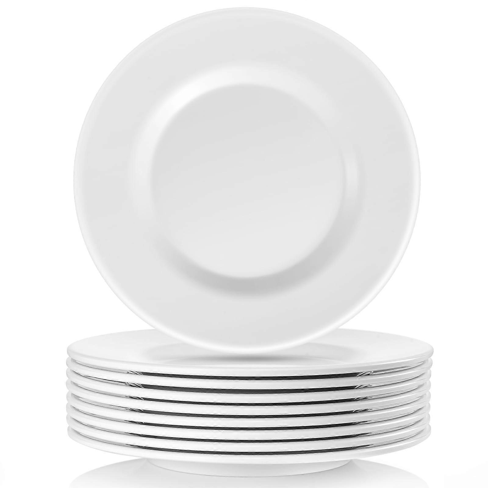 8 Plates Round White Dinner for Plates Salad Dessert 8inch