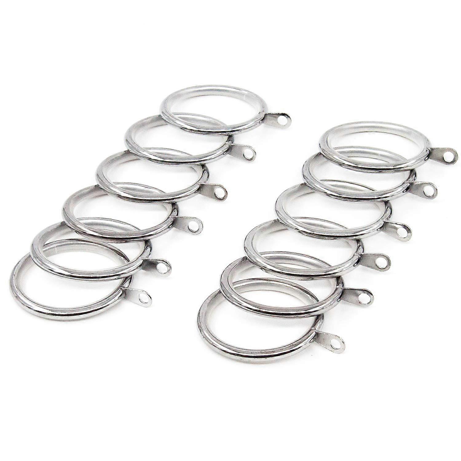 12 PCS Metal Curtain Rings with 1.77 Inch Internal Diameter for Drapes, Chrome Finish, Silent Glide, Compatible with Eyelet Curtains