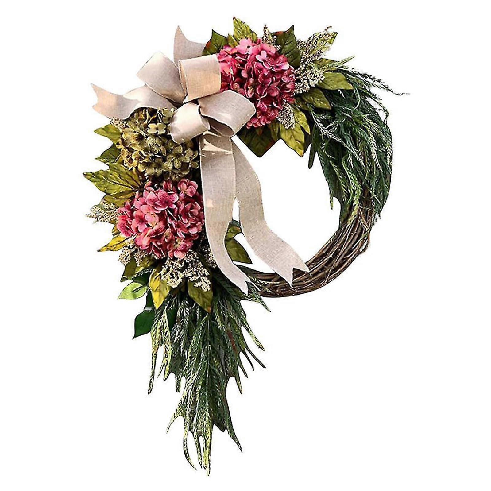 Spring Summer Door Wreath - Artificial Lavender Eucalyptus Forsythia Hydrangea Wreath for Front Door Decorations, 24 Inch