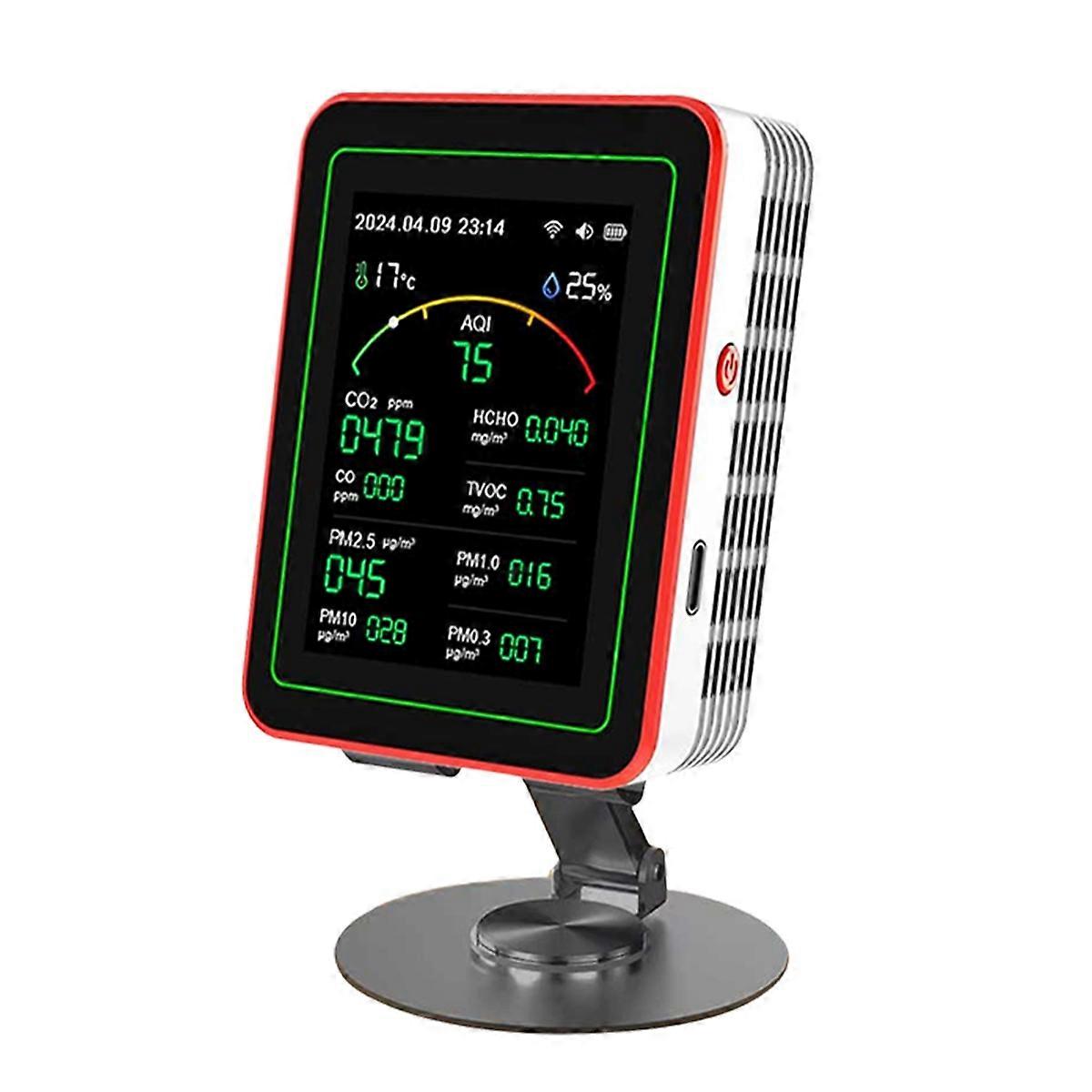 15-In-1 Tuya WIFI Rechargeable Household Digital Air Quality Detector CO2/CO/TVOC/HCHO/PM2.5/Temp/H