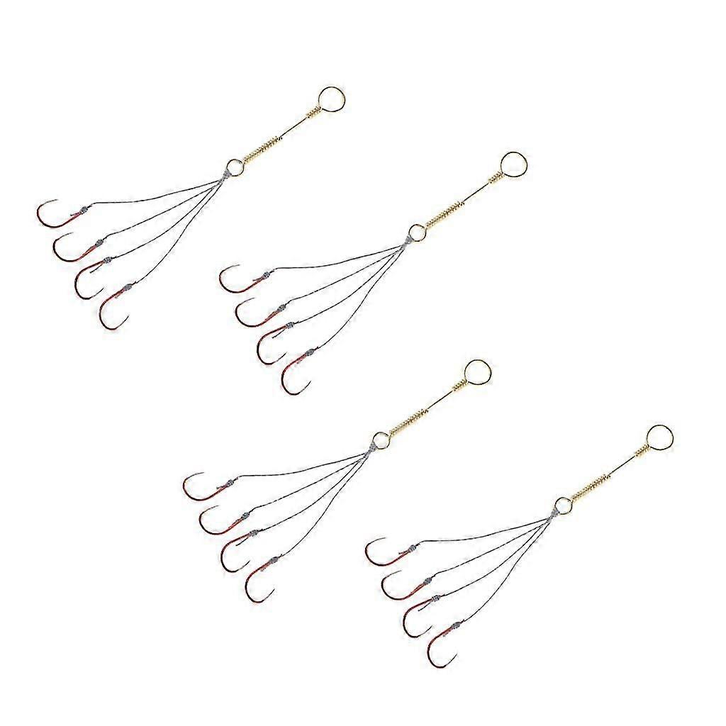 4 Set Small Explosion Fishing Line Hooks Group Carp Fishing Barbed Hooks S