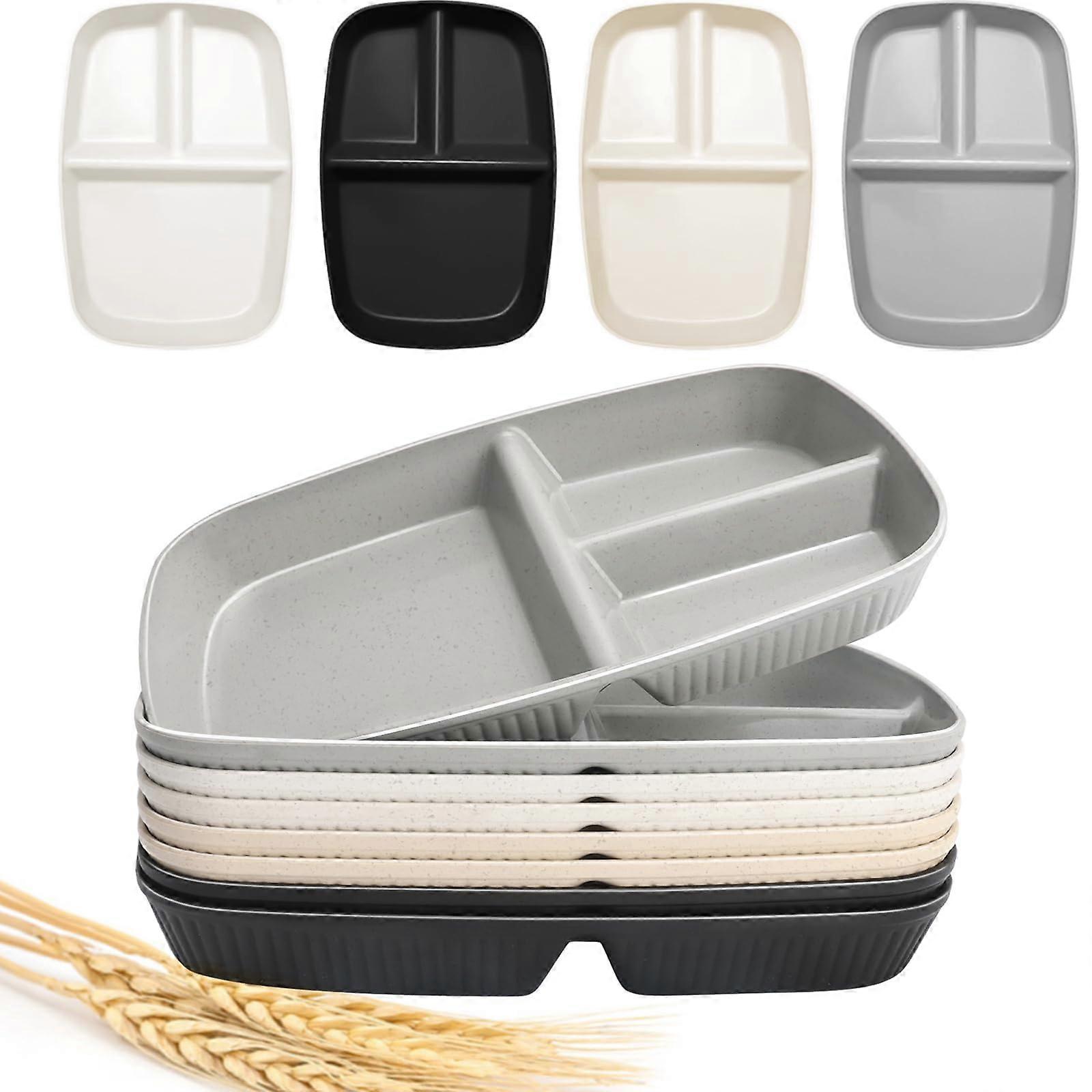 Divided Plate For Adults - 8-Inch Wheat Straw, Reusable Bariatric Portion-Control Plate