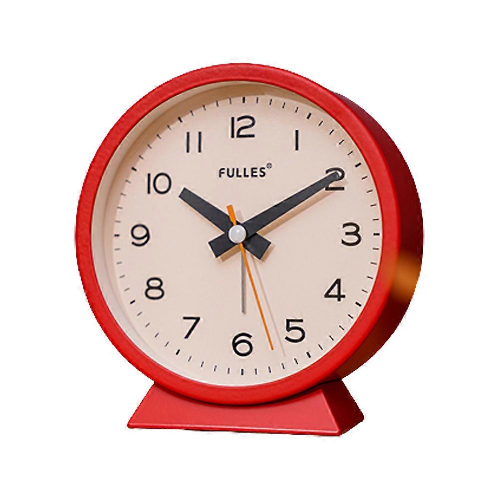 Simple Clock, Metal Alarm Clock, Bedside Clock, Children'S Learning Clock-Red