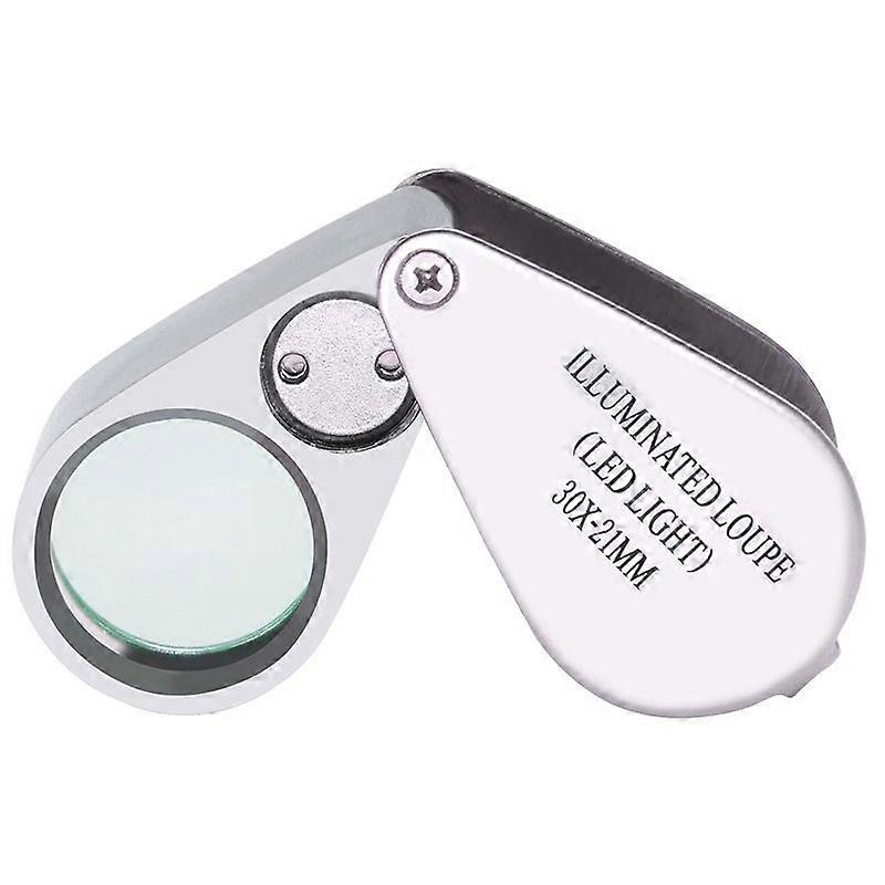 Jeweler Magnifier, 30x Illuminating Magnifying Glass Reading Magnifier 21mm