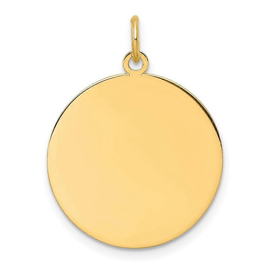 14Kソリッドイエローゴールドプレーン.027ゲージ円形彫刻可能ディスクチャームペンダントネックレス女性用