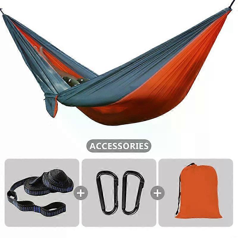 260x140cm Redes de acampamento duplas com 2 alças de árvore Rede de viagem portátil interna e externa para mochila na praia Caminhadas balanço