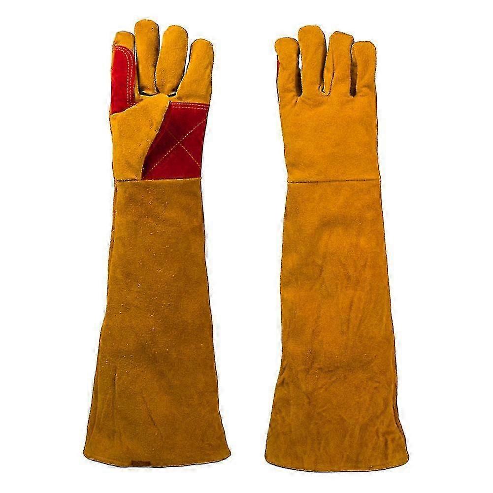 Hitsaushanskat vuorattu nahka pidennetty palonkestävät lämmönkestävät työkäsineet