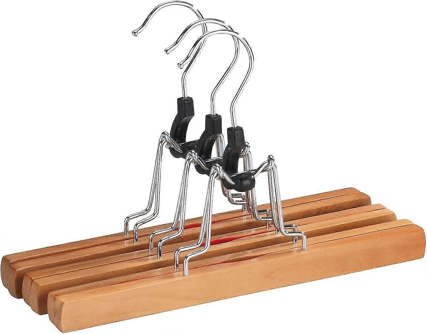 Natural Trouser Hanger - Set Of 3, Wood, 25 X 16.5 X 2.2 Cm, Brown