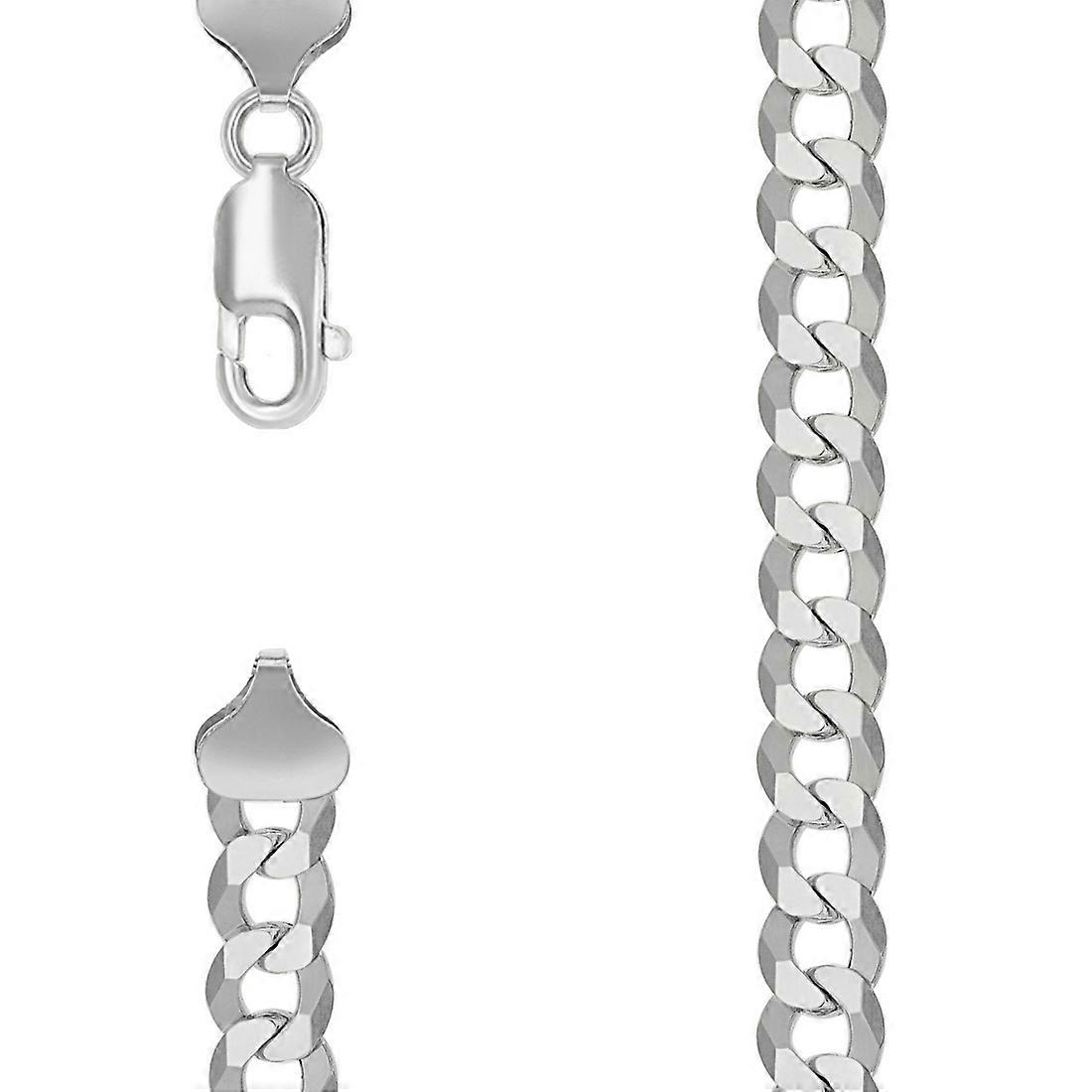 925 Sterling Silver Solid Super Flat Comfort Curb Chain-Silver 7.8mm Tornozeleira 9 Polegadas-Tornozeleira para Mulheres e Homens