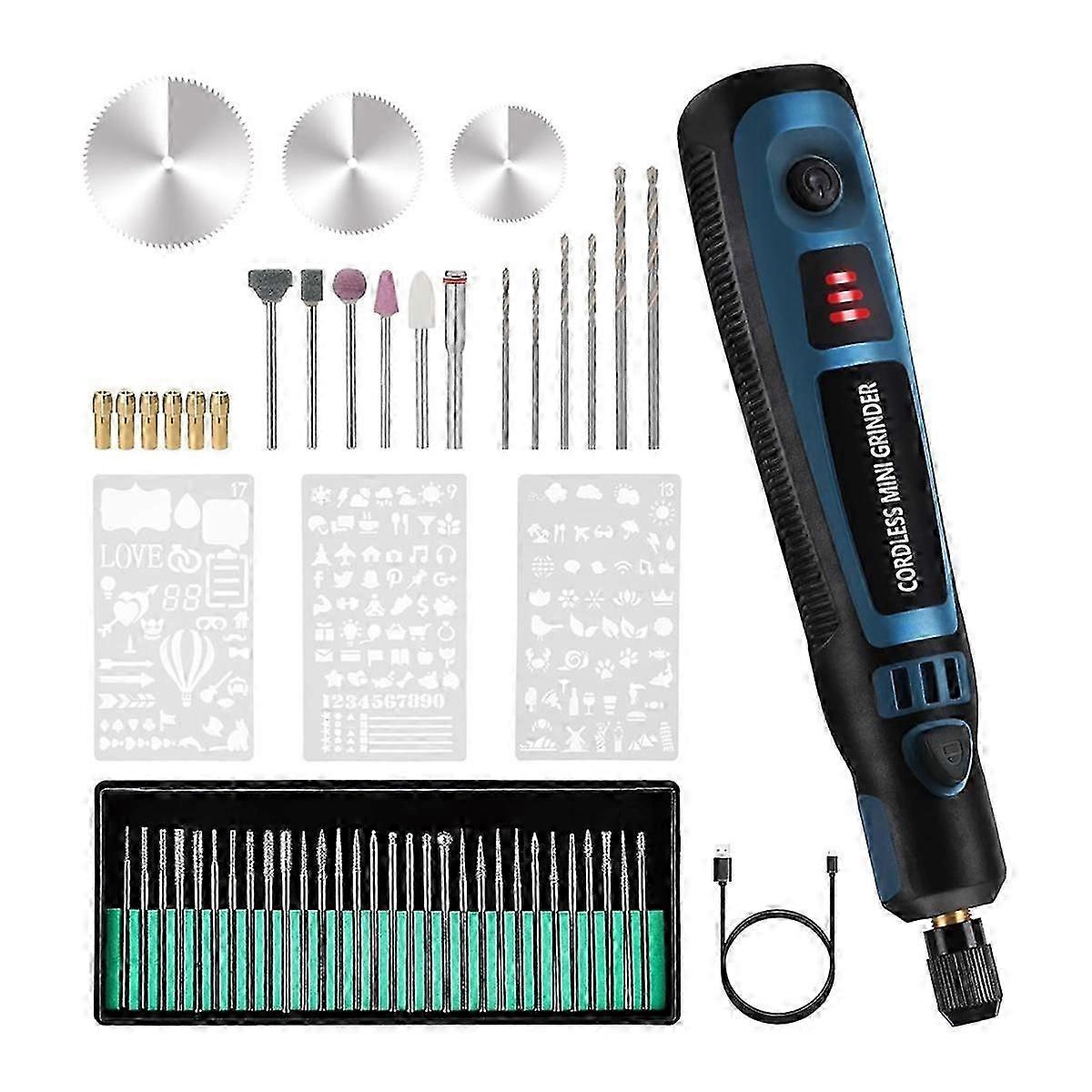 USB Rechargeable Engraving Pen with 41 Bits and 19 Stencils, Kit for DIY Polishing Carving Jewelry