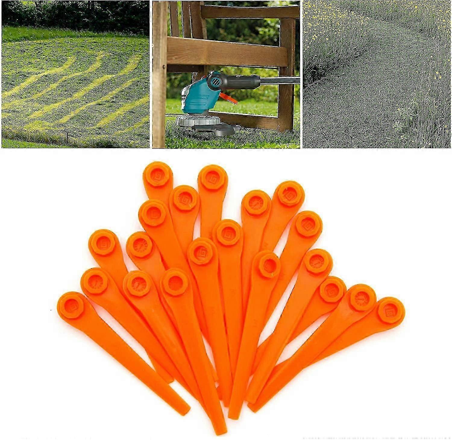 Orange - For Gardena Mower 9823 9825, 70mm Plastic Replacement Blades, Pack Of 100