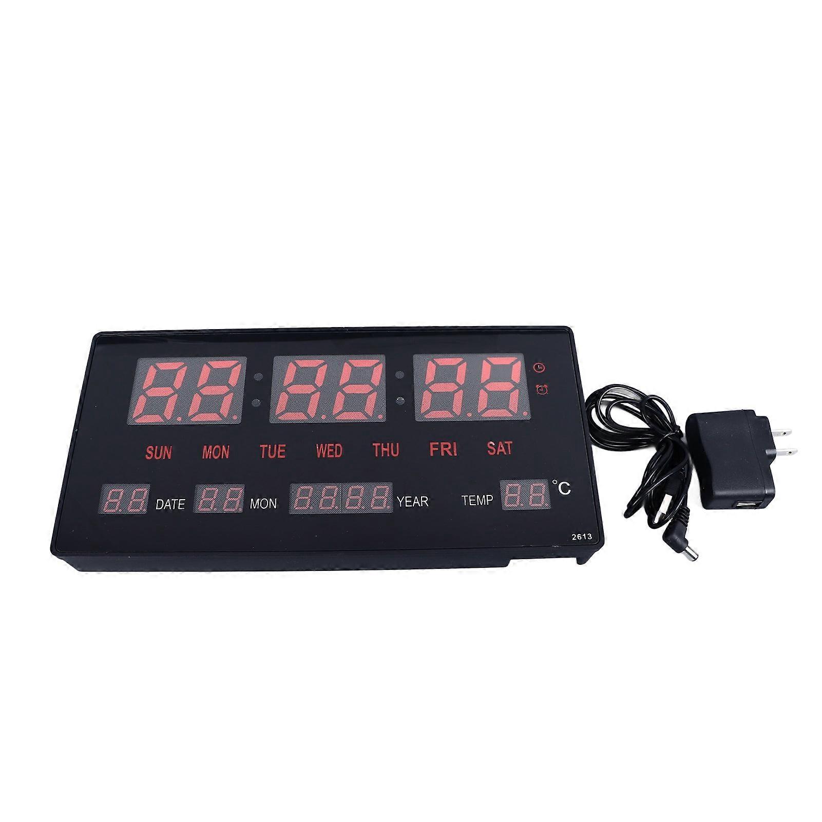 LED Digital Clock Large Digital Wall Hourly Chime Function Backlight Calendar Digital Clock Red