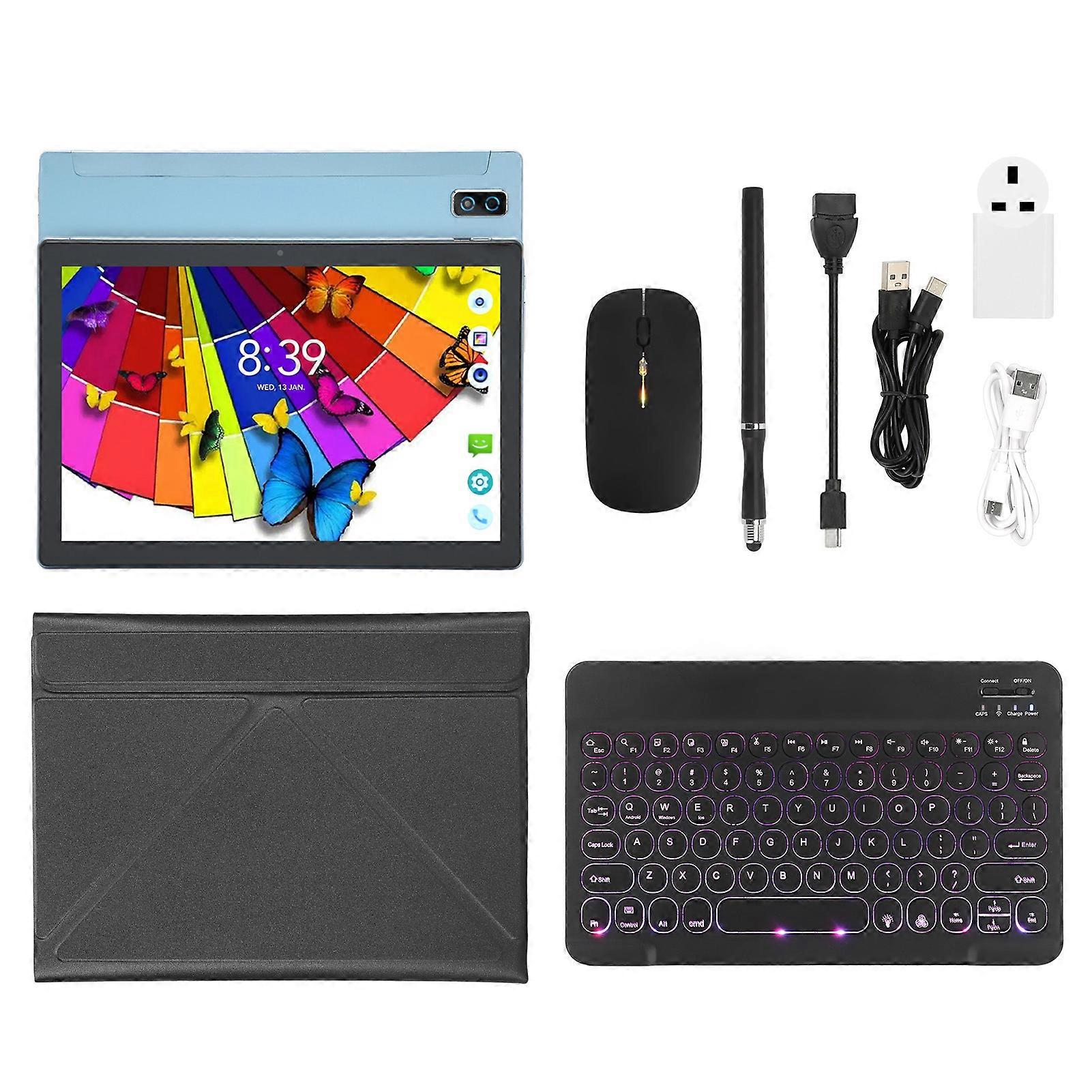 10 Inch Tablet Octa Core 8GB RAM 128GB ROM 8800mAh 3 Card Slots Office Tablet with BT Keyboard Mouse