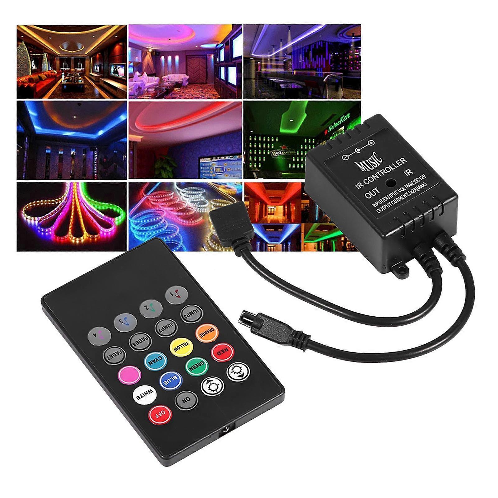 LED Music Controller 20keys IR Remote Sound Sensor Controllers för RGB Strip Lights