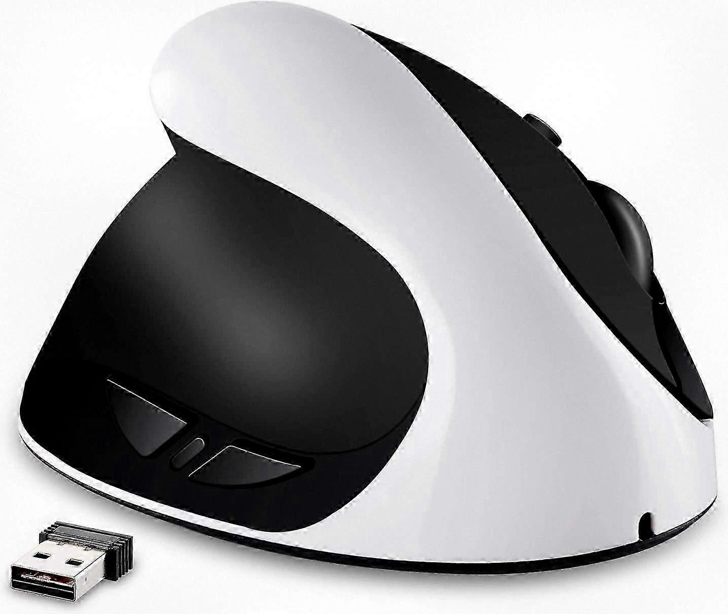 Ergonomic Vertical Mouse for Left-Handed Users, 2.4G Wireless Rechargeable with USB Receiver, 6 Buttons and 3 Adjustable DPI Settings 800/1200/1600