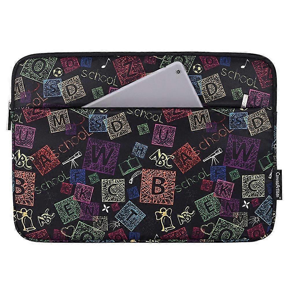 Zipper Notebook Bag,12-inch Soft Lining Colorful Letter Pattern Laptop Storage Pouch