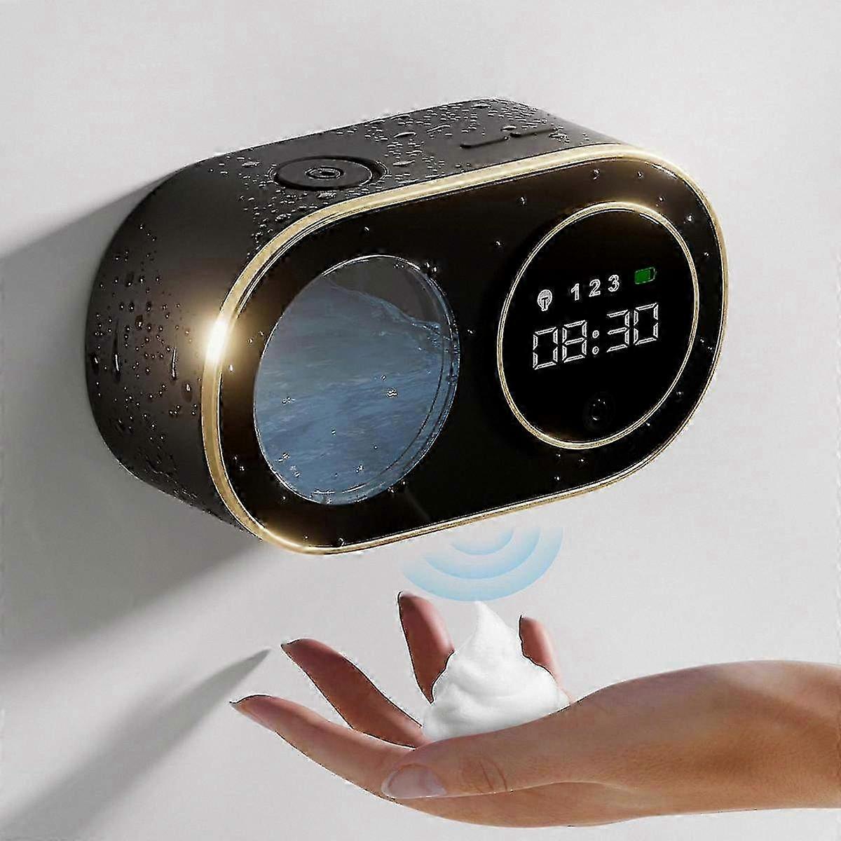 Distributore automatico di sapone schiumogeno a parete con orologio digitale LED HD per un facile utilizzo e praticità