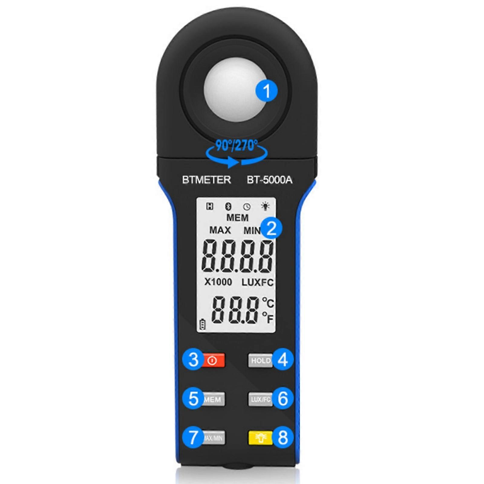 Indicateur d’intensité lumineuse Luxmeter avec intégration de l’application mobile Pour l’analyse experte, la mesure de la lumière fluorescente d’usine LED