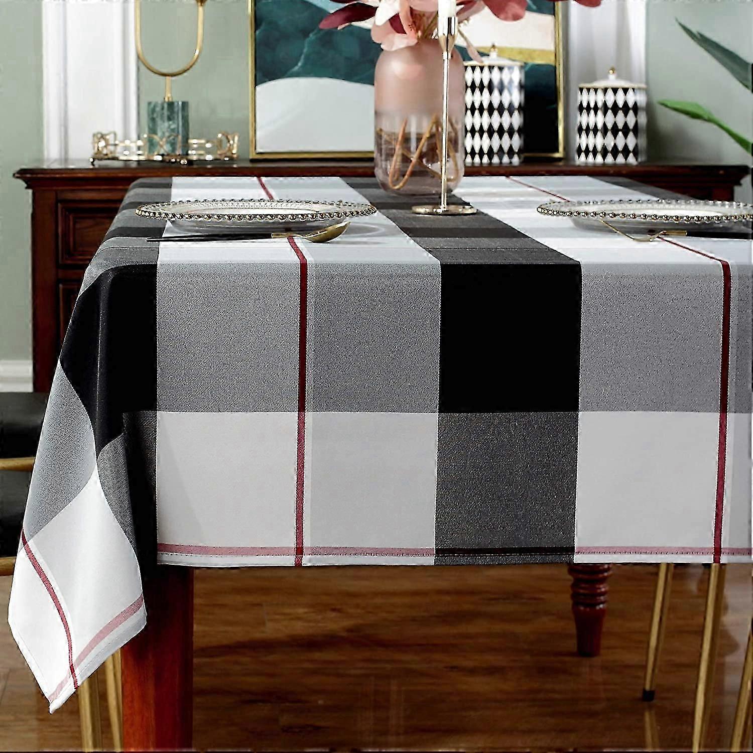 Rectangle Tablecloth Plaid Style Polyester Table Cloth Spillproof Dust-Proof Wrinkle Resistant Heavy Weight Table Cover for Kitchen Dinning Tabletop (