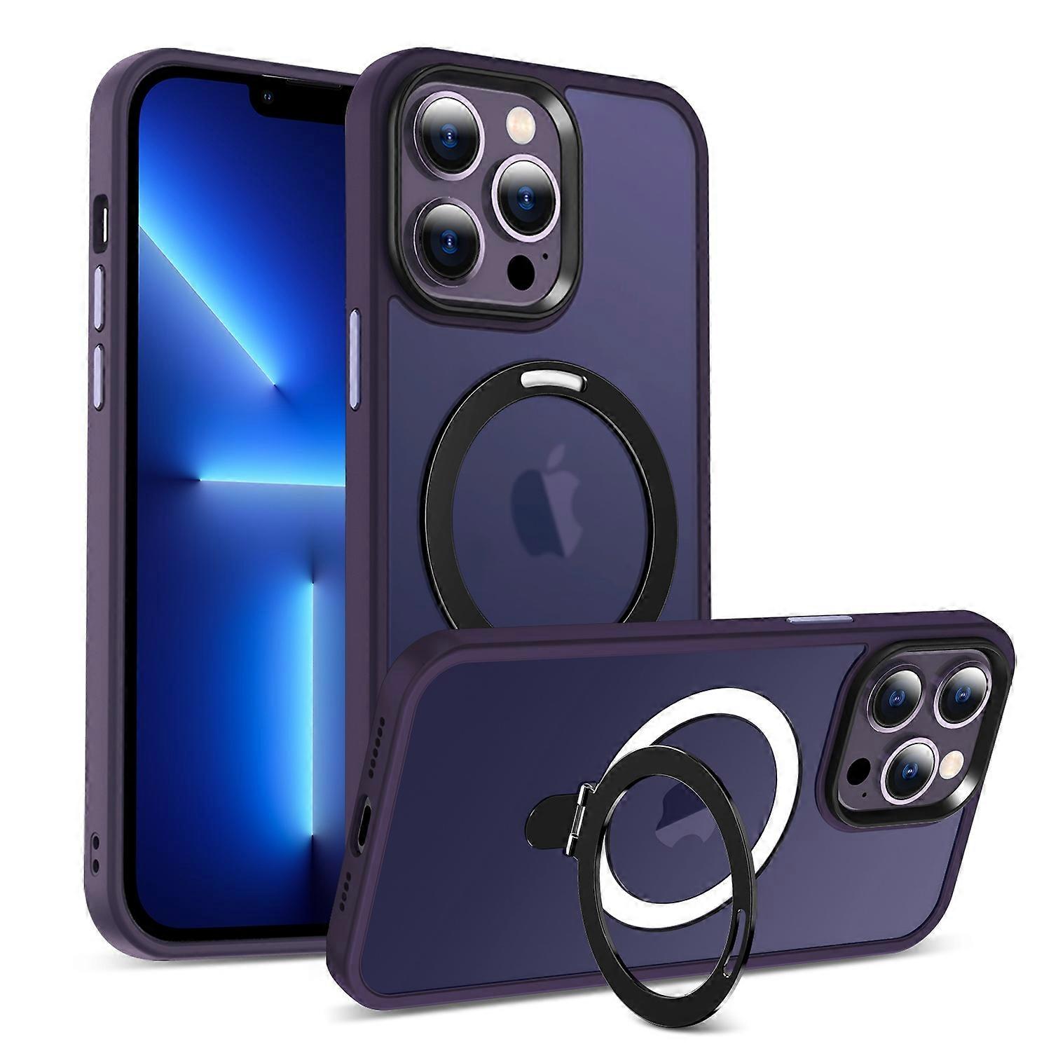 Para iPhone 13 Pro Max 6.7 polegadas Capa de Telefone com Suporte Invisível Magnético PC + TPU Capa de Proteção contra Quedas 