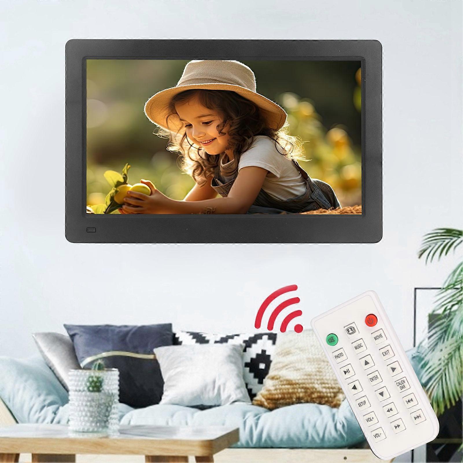 Digital Picture Frame 11.4inch IPS HD LCD Display 16:9 Remote Control Calendar Clock Alarm Digital Photo Frame for Gift US Plug 100‑240V 