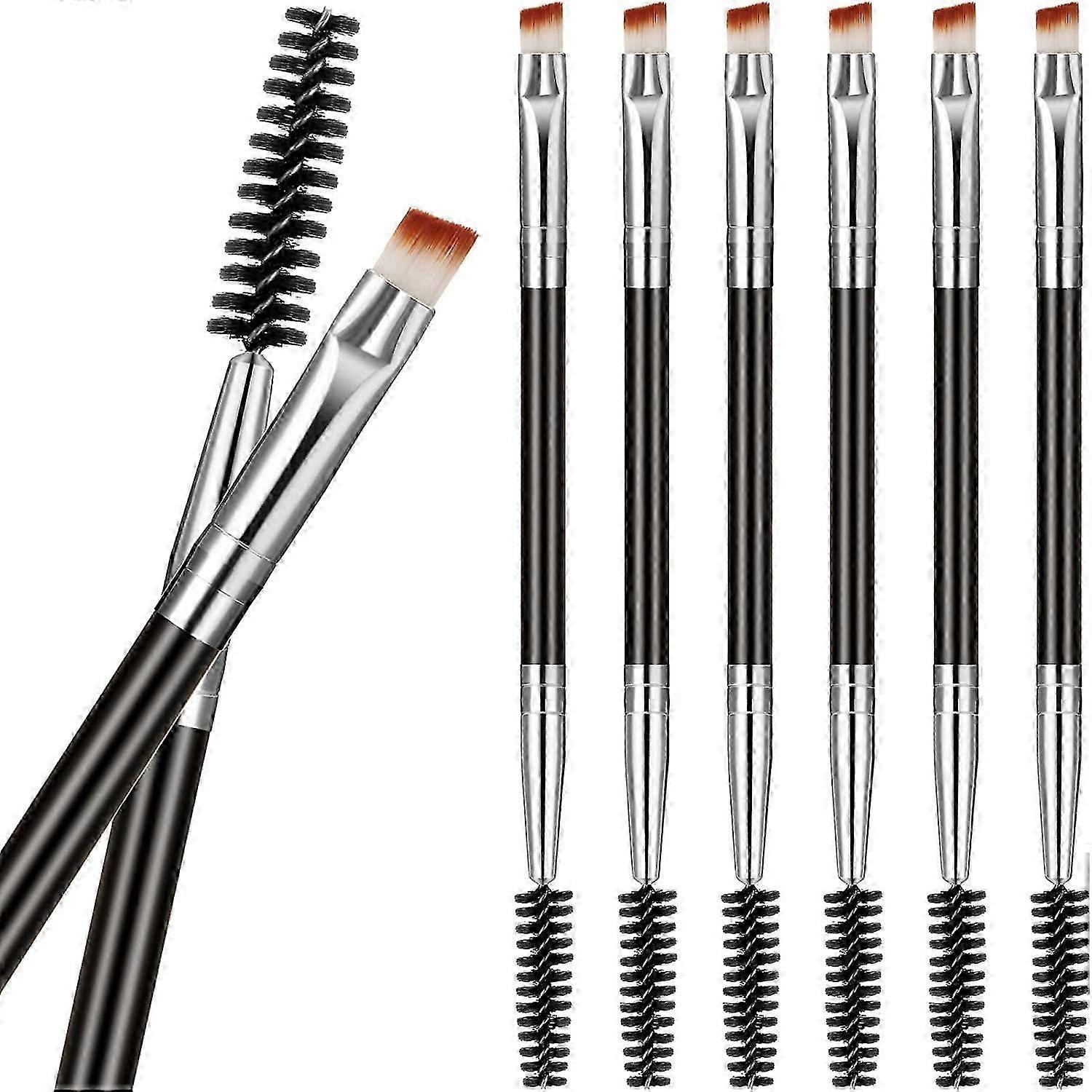 10 Pieces Angled Brow Brush and Roller Brush for Tinting Suitable for Brows (Silver)