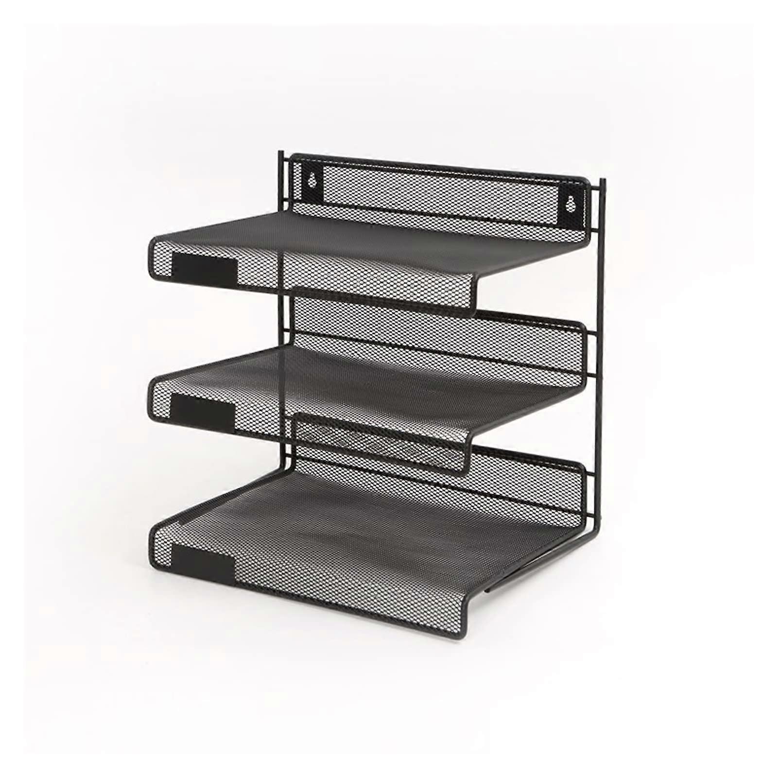 Wallmounted magazine holder organizer Desktop threelayer file classification and sorting Wrought iron