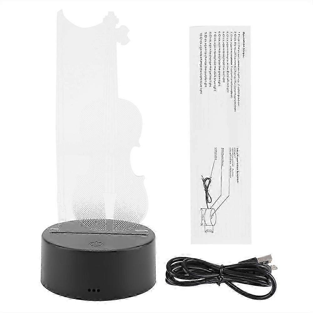 2025 Night Light ABS Base Holder Violoncello Shape Lamp Touch Switch (Black without Remote Control)