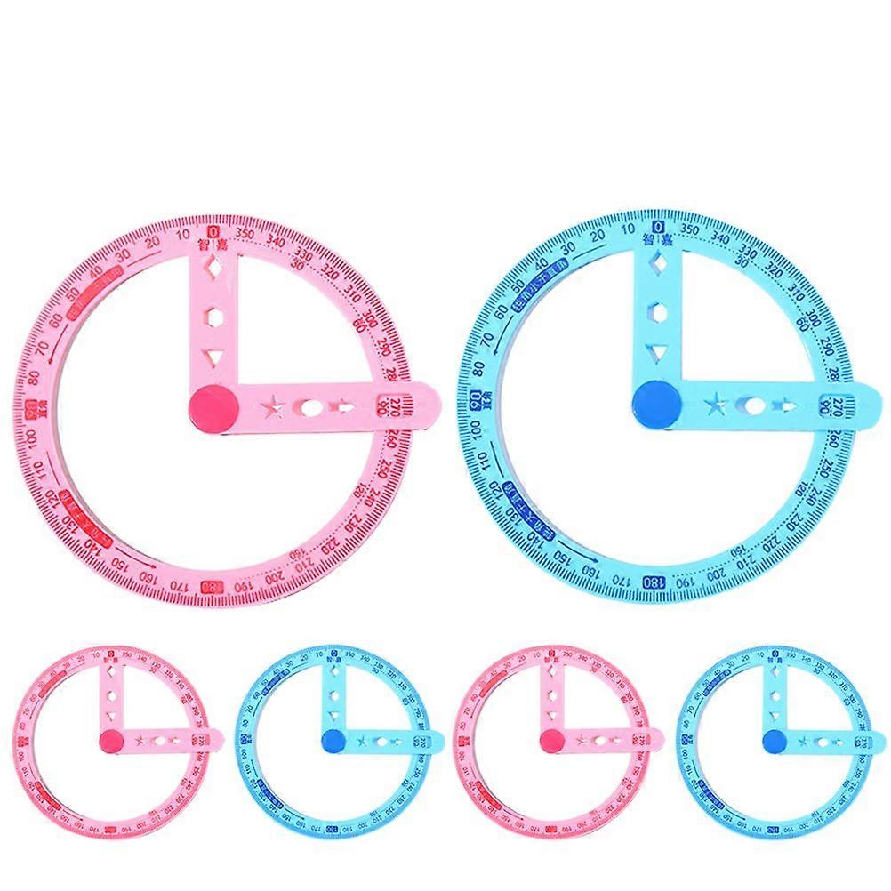 6Pcs Circle Protractor Measuring Tool Drafting Ruler Home Office Circle Protractor Measure Rulers