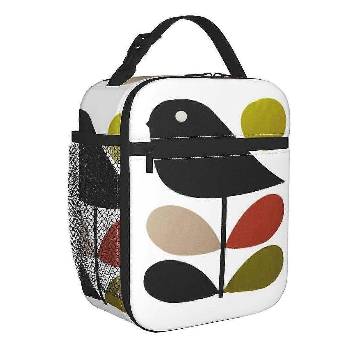 Orla Kiely Stem & Bird Insulated Lunch Bag, Camping Travel, Scandinavian Style Bento Box for Women & Kids (オーラ・カイリー・ステム&バード・インサレーション・ランチバッグ、キャンプ旅行用ポータブルクーラー、女性&子供用スカンジナビア風お弁当箱)