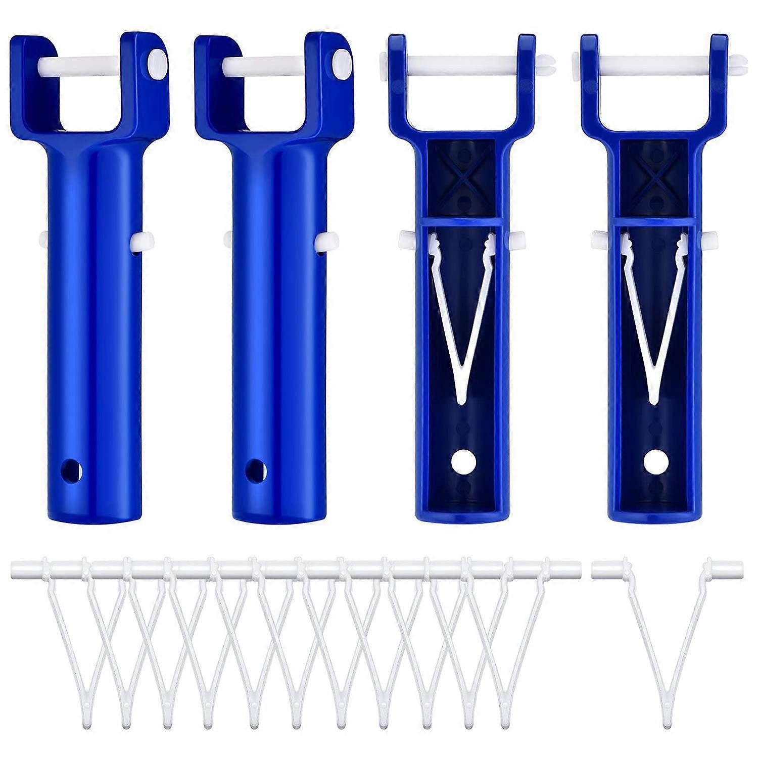 4-Piece Pool Vacuum Head and Handle Accessories Set with 12 V-Shaped Clips for Efficient Pool Cleaning Tools