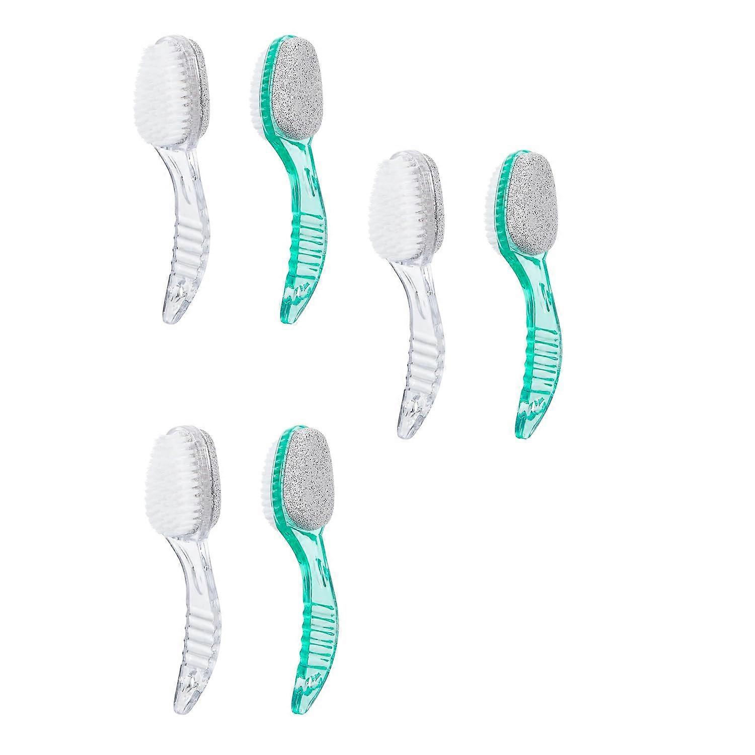 6 Pcs Foot Brush for Shower with Handle, Foot Pumice Stone Scrubber Calluses Remove (GreenTransparent)