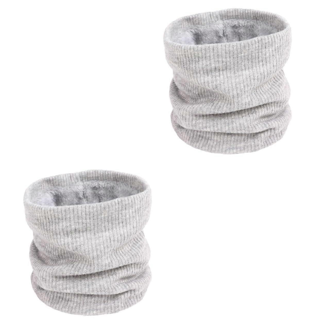 Neck Warmer Circle Scarf 2Pcs Two Pack Thick Fluffy Lining Artificial Wool All-Match